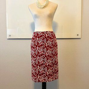 Talbot Red & White Lace Pencil Skirt - size 2